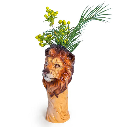 Hand Painted Ceramic Lion Head Vase - 42CM