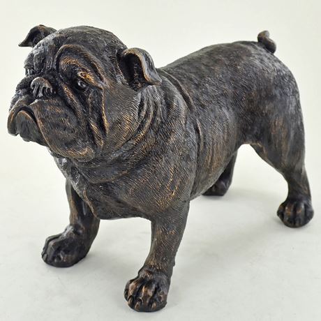 Standing Bulldog, Bronze Effect Sculpture - 20cm