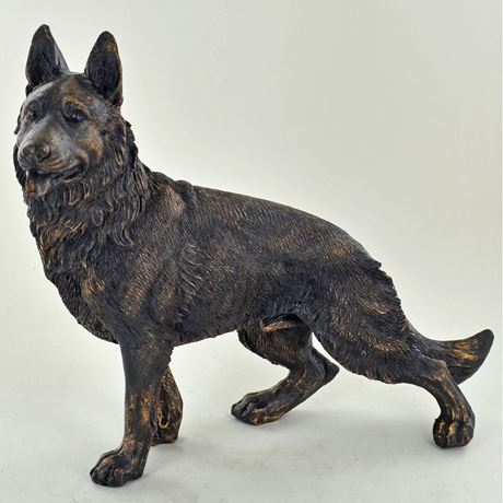 Standing German Dog, Bronze Effect Sculpture - 23cm