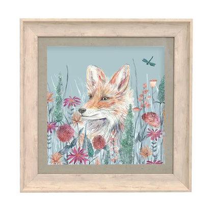 Harley Cornflower Fox Framed Print Birch - 46x46cm