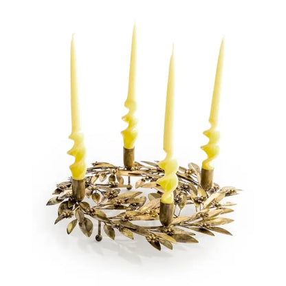 Antique Gold Wreath Candle Holder