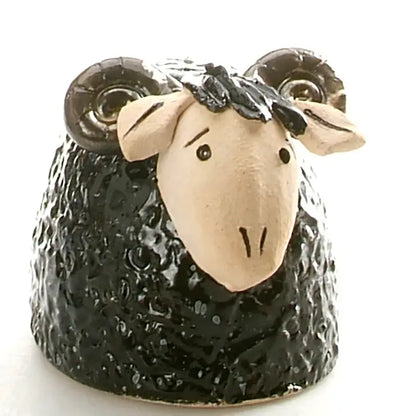 Handmade Wolly Ram Ceramic Figurine in Black - 12cm