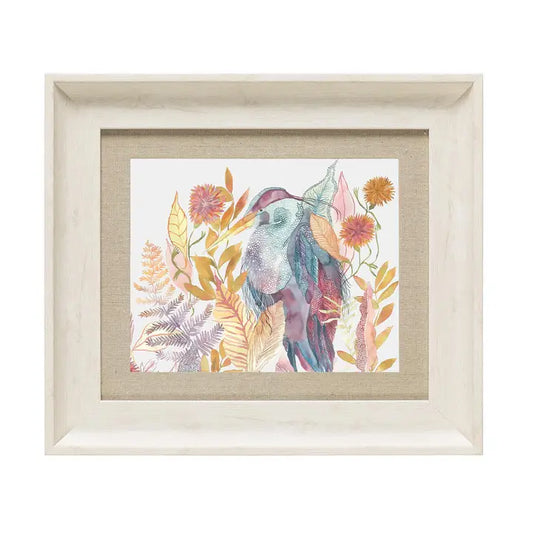 Heron Framed Print Birch/Linen - 33.6x38.6cm