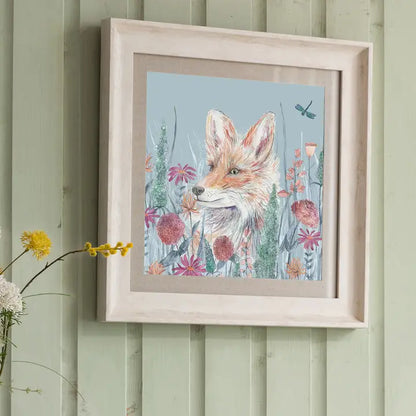 Harley Cornflower Fox Framed Print Birch - 46x46cm