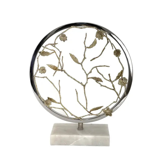 Warm Silver Antique Leaf Sculpture - 44.5cm