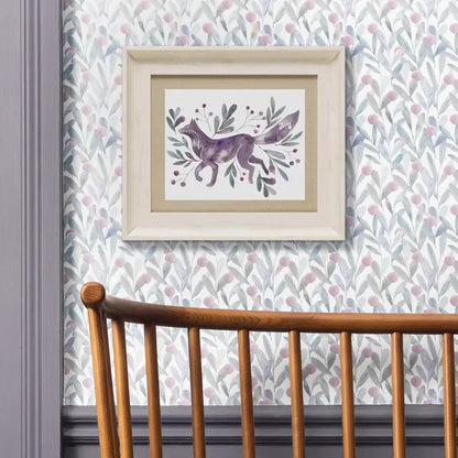 Nishiki Fox Framed Print Birch/Violet - 33.6x38.6cm