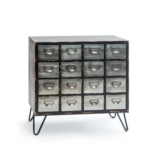 Brushed Steel Multi Drawer Apothecary Cabinet - 78cm