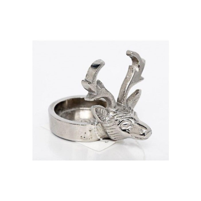 Stag Tealight Holder - Silver Metal Stag 9cm