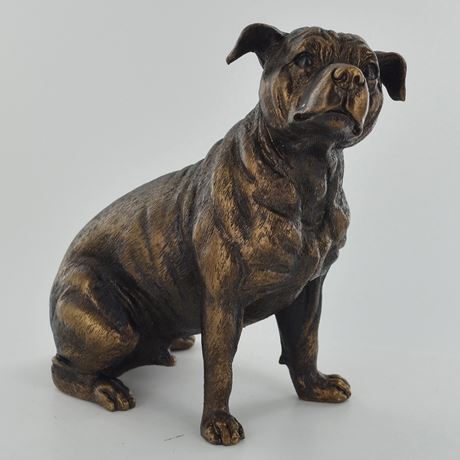 Sitting Staffordshire Bull Terrier, Bronze Effect Sculpture - 15cm