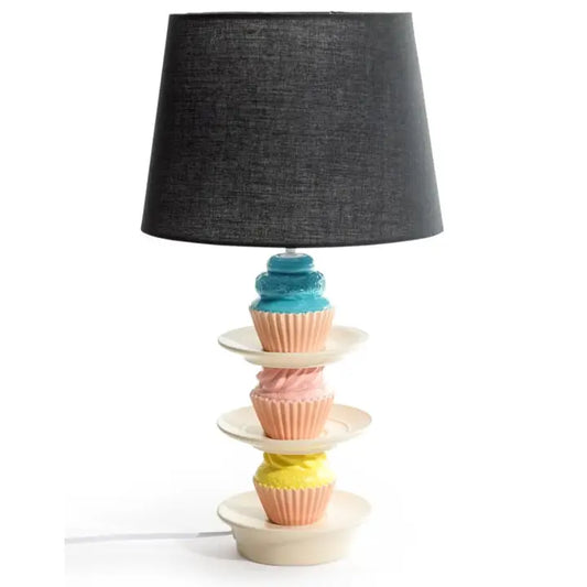 Stack of Cupcakes Table Lamp with Black Shade - 48cm