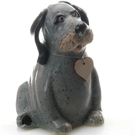 Puppy Dog Ceramic Figurine in Grey - 16cm