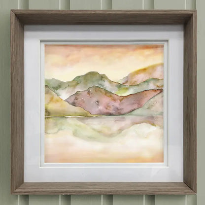 Dorian Mountains Framed Print Nut/Saffron - 47x47cm