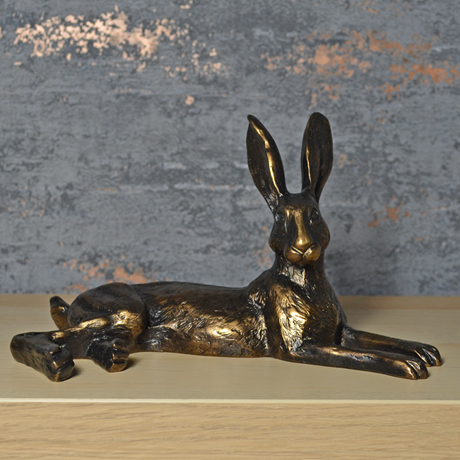 Bluebell Hare, Bronze Effect Sculpture by Harriet Glen - 12cm