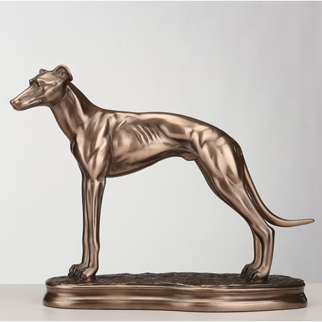 Standing Greyhound, Cold Cast Bronze Sculpture - 20cm