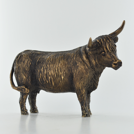 Highland Cow, Bronze Effect Sculpture by Harriet Glen - 13cm