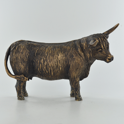 Highland Cow, Bronze Effect Sculpture by Harriet Glen - 13cm