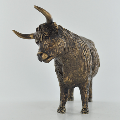 Highland Cow, Bronze Effect Sculpture by Harriet Glen - 13cm