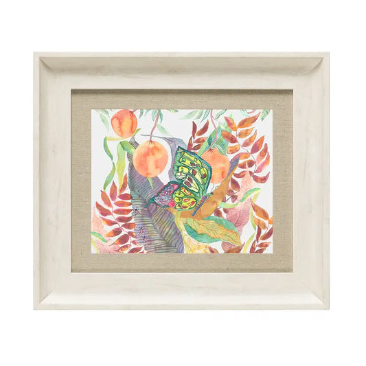 Butterfly Framed Print Birch/Linen - 33.6x38.6cm