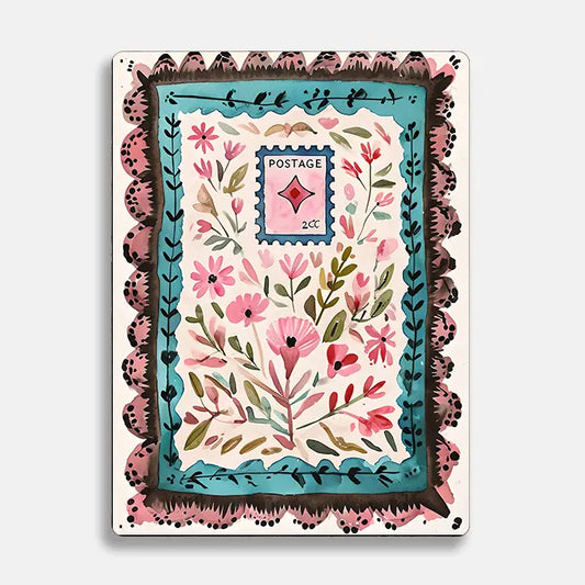 Watercolour Stamp Scandinavian Folk Metal Sign Plaque