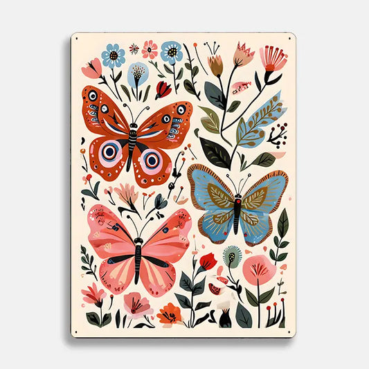 Butterfly Scandinavian Folk Metal Sign Plaque
