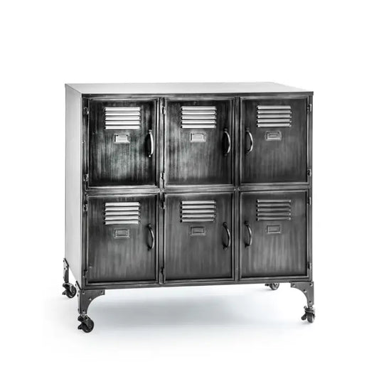 Antiqued Industrial Large Iron Storage / Side Cabinet - 90.5cm
