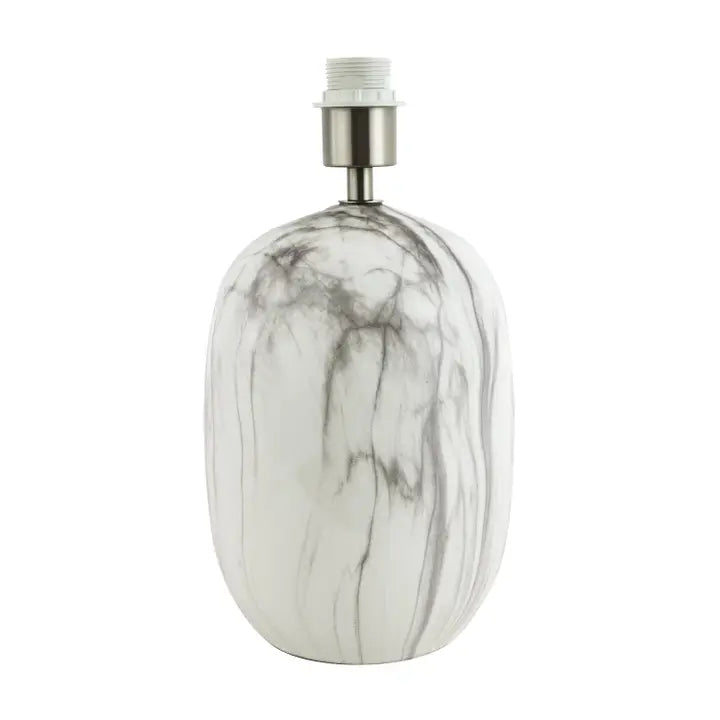 Marble Effect Ceramic Table Light Base with Gloss Glazing and Satin Nickel Trim - 38cm