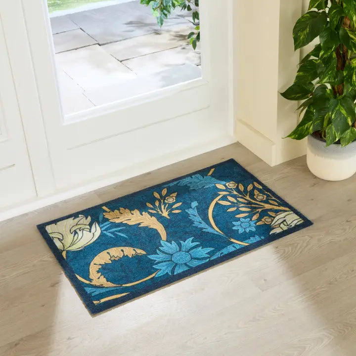 William Morris Blue Indoor Washable Doormat 80x50cm