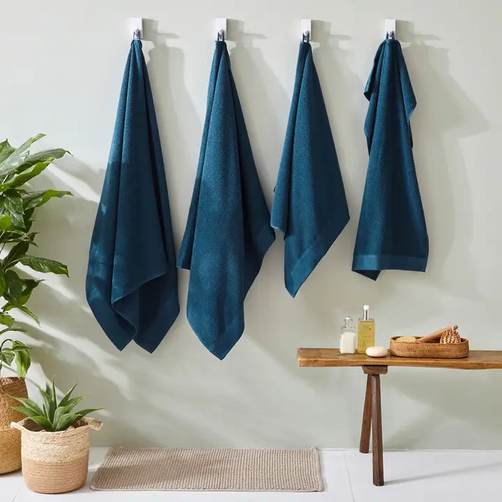 Textured Weave Towels Blue - 100% Cotton
