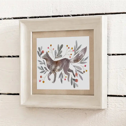 Nishiki Fox Framed Print Birch/Mulberry - 33.6x38.6cm