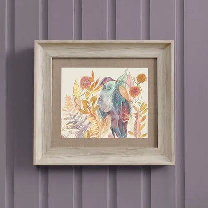 Heron Framed Print Birch/Linen - 33.6x38.6cm