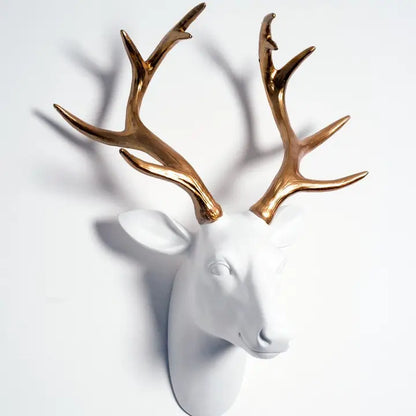 White and Gold Stag Head - 43cm