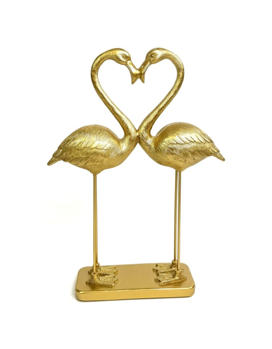 Antique Gold "Love Heart" Pair of Flamingos Figure - 39.5cm