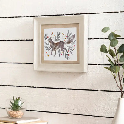Nishiki Fox Framed Print Birch/Mulberry - 33.6x38.6cm