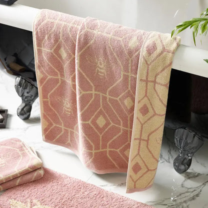 Bee Deco Geometric Jacquard Towel Blush