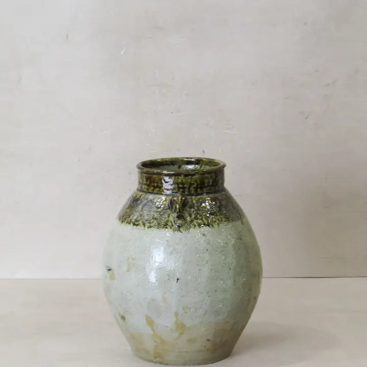 Vintage Glazed Yunnan Pot Leaf Green - 25cm