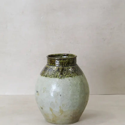 Vintage Glazed Yunnan Pot Leaf Green - 25cm