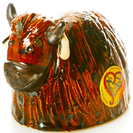 Round Cow Ceramic Figurine in Rainbow - 12cm