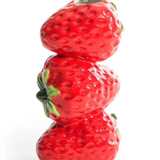 Ceramic Strawberry Stack Stem Vase - 20cm
