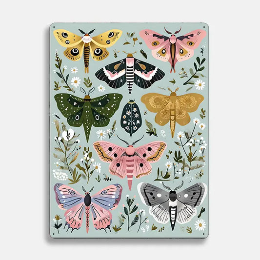 Moth Illustration Scandinavian Folk Metal Sign Plaque