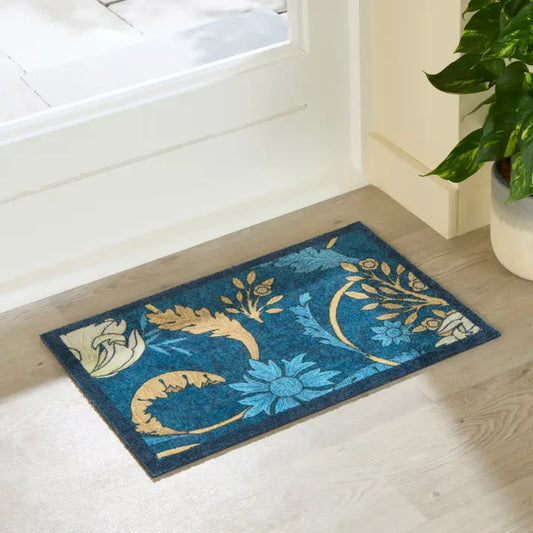 William Morris Blue Indoor Washable Doormat 60x40cm