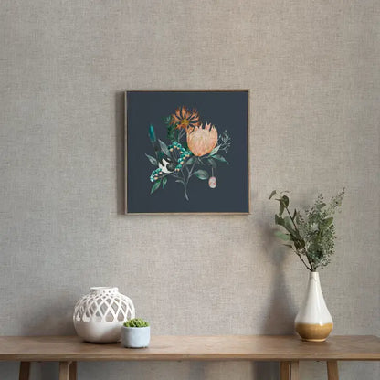 Fortazela Sapphire Framed Canvas Stone - 70x70cm