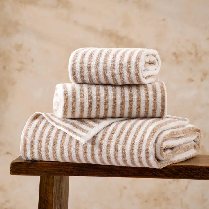 Hebden Striped Hand Towel Natural - 100% Cotton