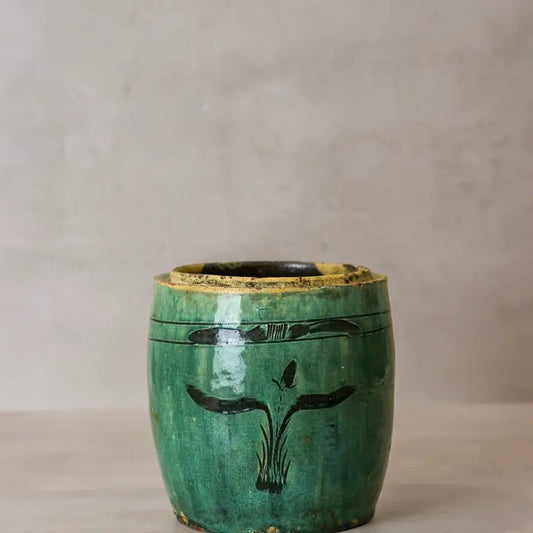 Vintage Emerald Green Pot - 21cm