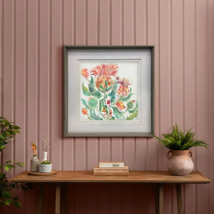 Enchanting Thistle Framed Print Nut- 81x81cm