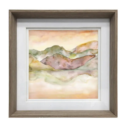 Dorian Mountains Framed Print Nut/Saffron - 47x47cm