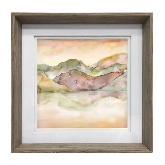Dorian Mountains Framed Print Nut/Saffron - 47x47cm