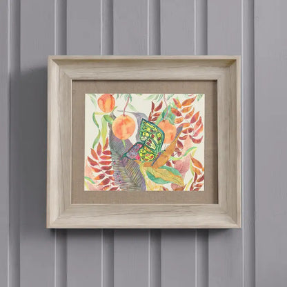 Butterfly Framed Print Birch/Linen - 33.6x38.6cm
