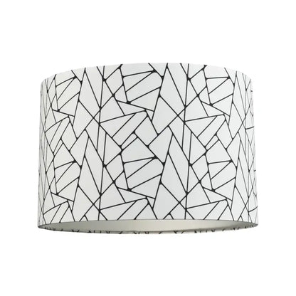 Off-White and Black Geometric Drum Lamp Shade with Inner- 12"
