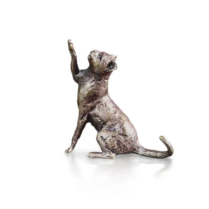 Butler & Peach Miniature Bronze Cat Sitting - 3.6cm