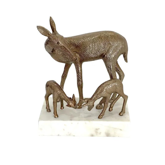 Autumn Gold Family of Deer Sculpture - 35.6cm